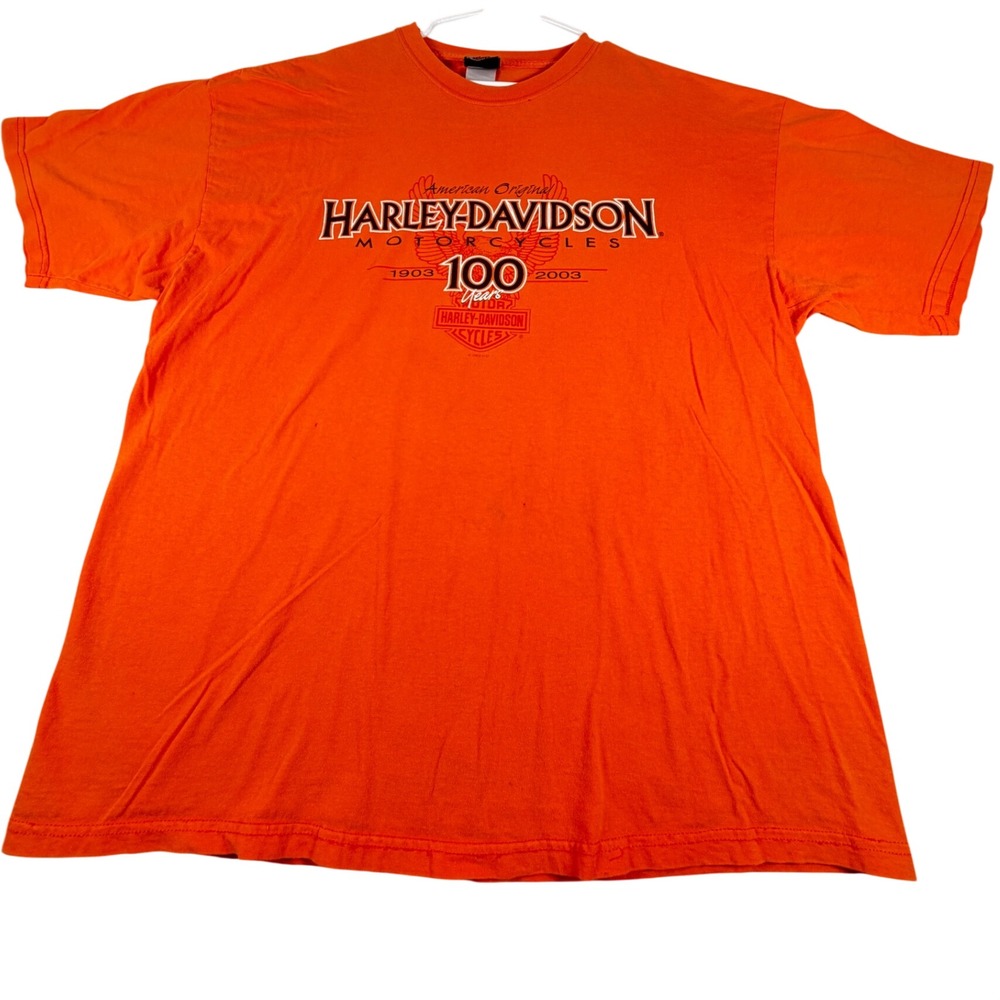 Harley Davidson 100th Anniversary T Shirt Mens 2XL Orange Vintage Bahamas